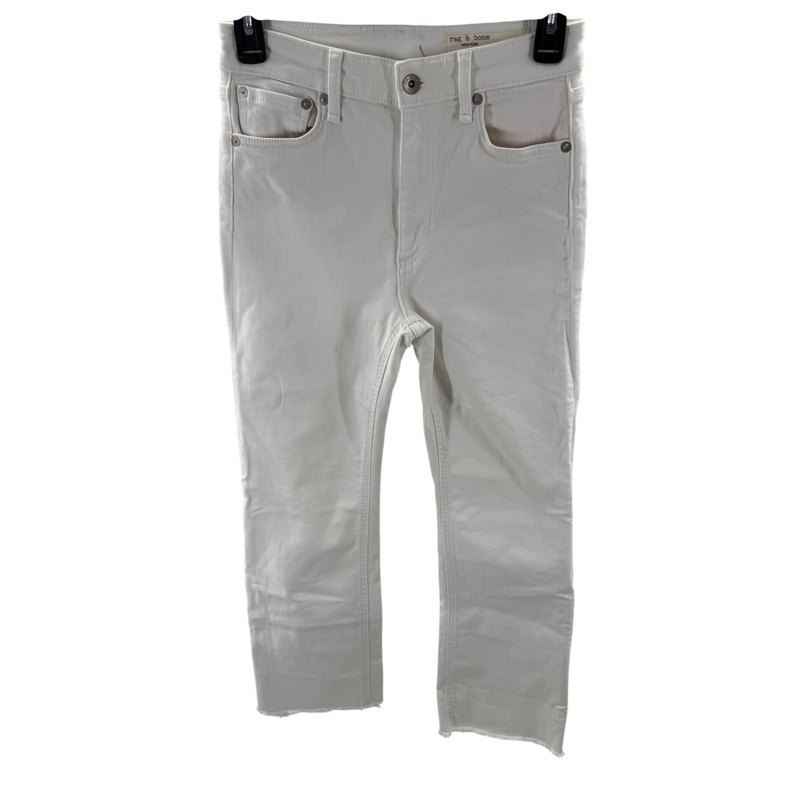 Rag & Bone Nina High Rise Ankle Flare Jeans White Womens Size 25 Raw Hem